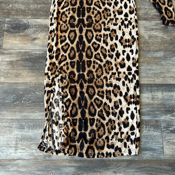 Leopard Print Half Shoulder Body Con Dress - Picture 6 of 6